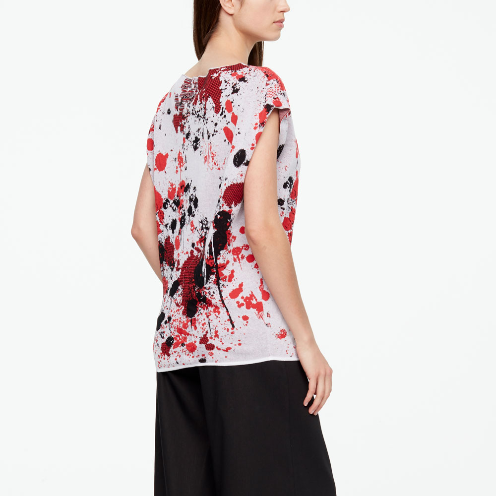 Sarah Pacini MURAL SWEATER - CAP SLEEVES Back view
