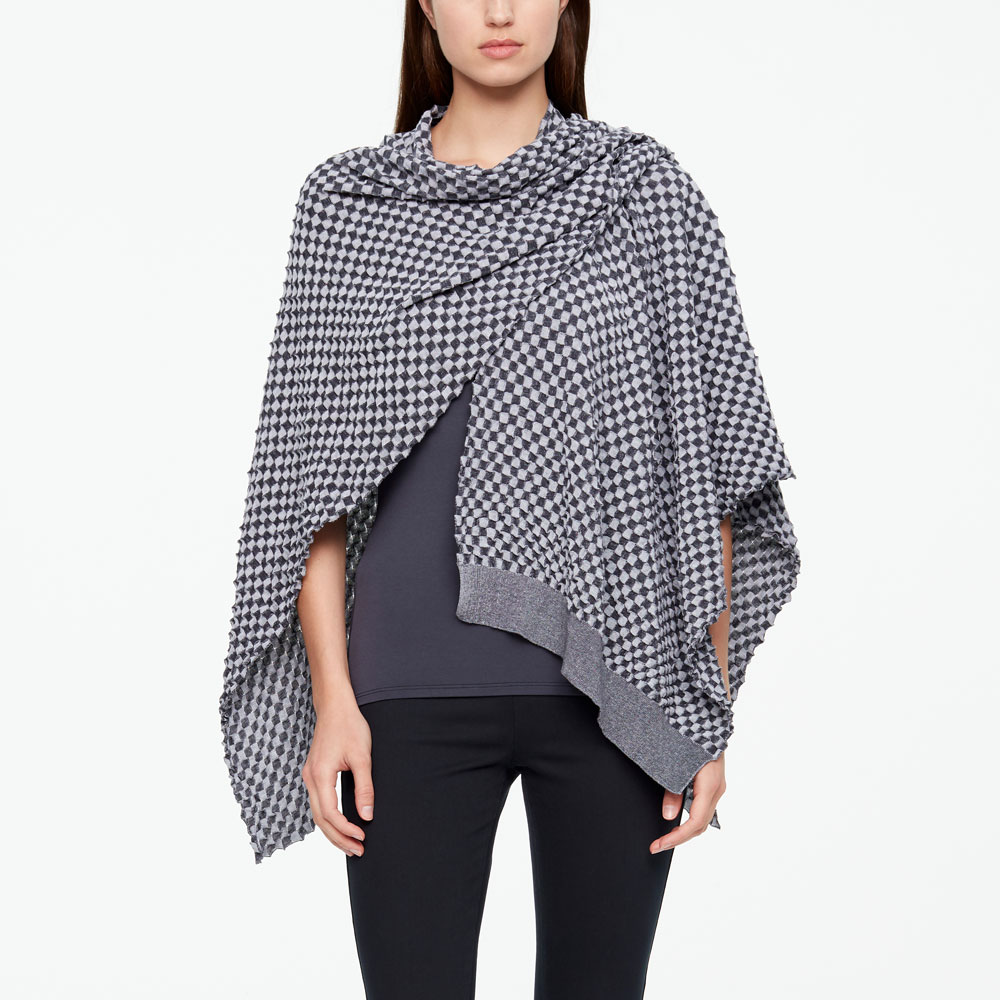 Sarah Pacini PONCHO - MAKO COTTON IN SCHACHBRETT OPTIK Vorne