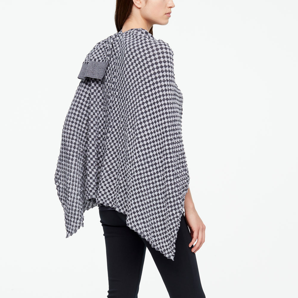 Sarah Pacini PONCHO - MAKO COTTON IN SCHACHBRETT OPTIK Rück