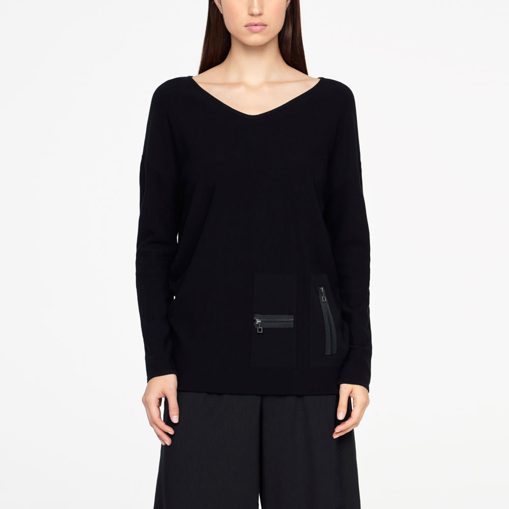 Sarah Pacini LONG SWEATER - ZIPPER DETAILS Front