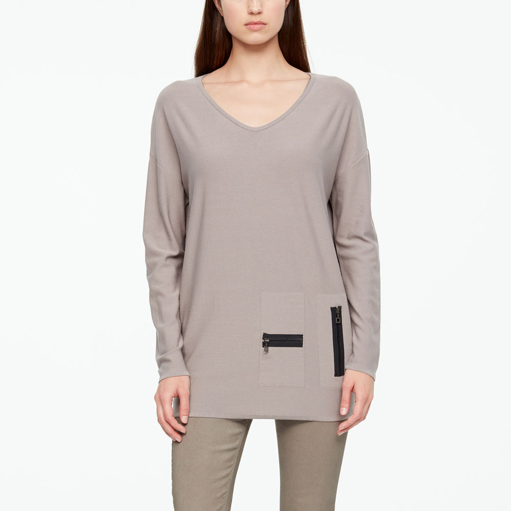 Sarah Pacini LONG SWEATER - ZIPPER DETAILS Front