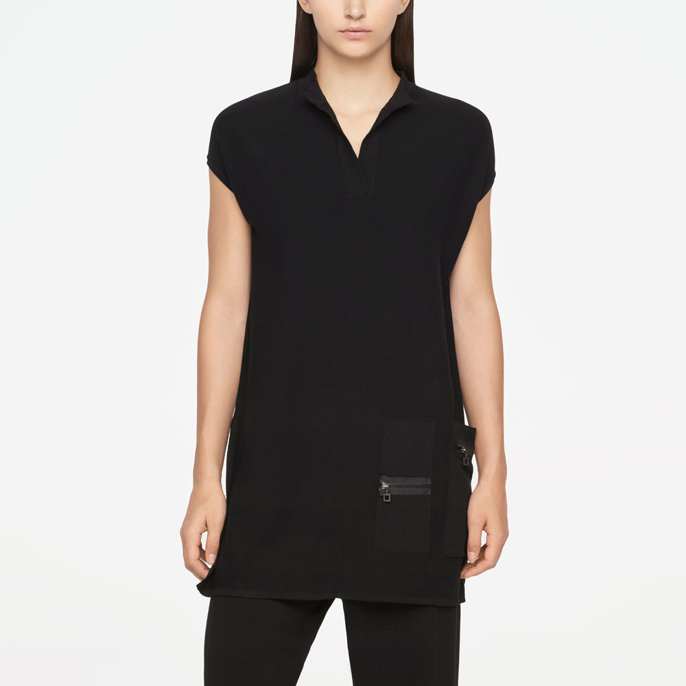 Sarah Pacini LONG SWEATER - ZIPPER DETAILS Front