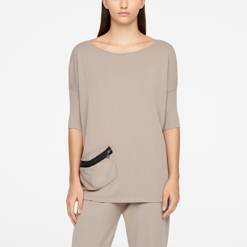 Sarah Pacini PULL LONG - POCHE APPLIQUÉE De face