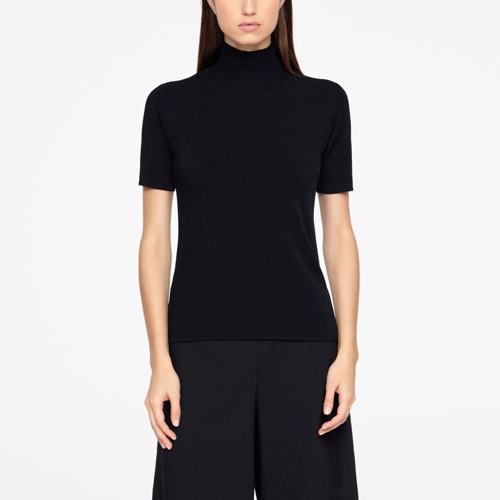 Sarah Pacini SWEATER - GERIPPTER STEHKRAGEN Vorne