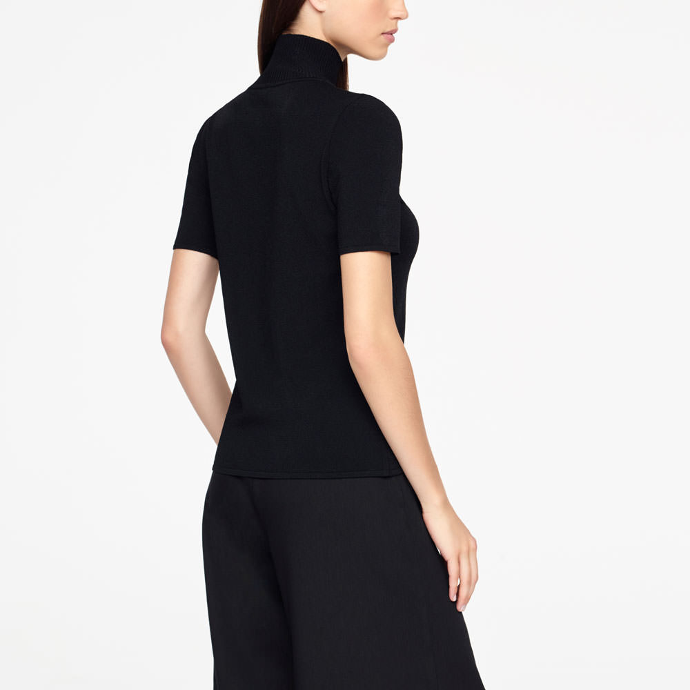 Sarah Pacini SWEATER - GERIPPTER STEHKRAGEN Rück