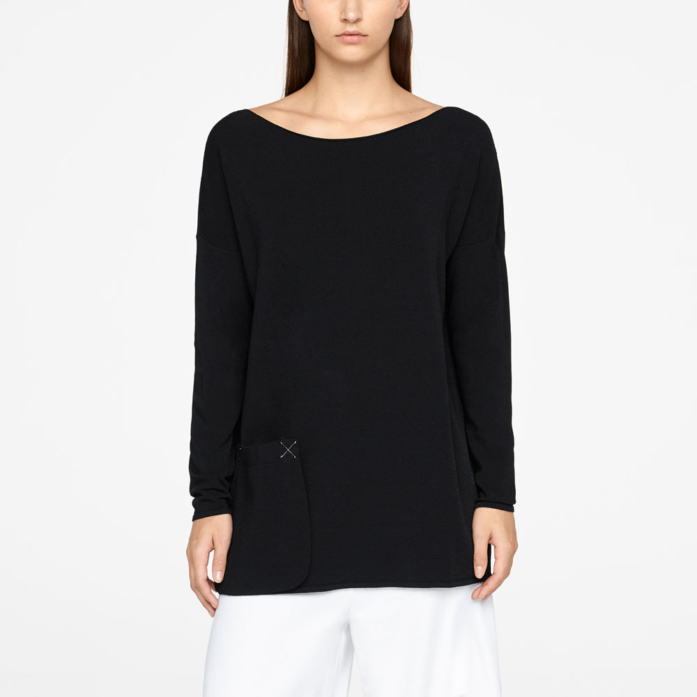 Sarah Pacini PULL LONG - POCHE APPLIQUÉE De face