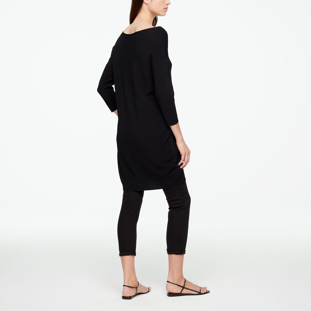 Sarah Pacini KLEID-KNIELANG MIT GERAFFTER TASCHE Rück