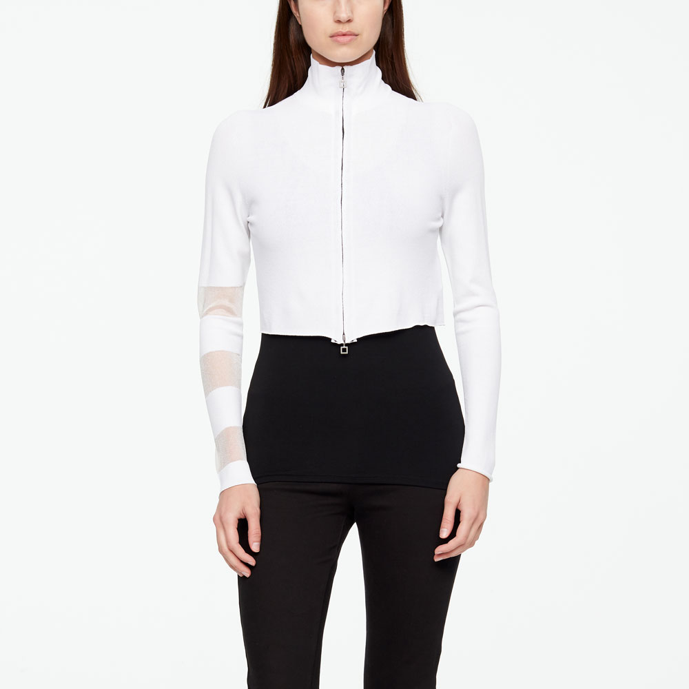Sarah Pacini CARDIGAN - TRANSLUCENT DETAILS Front