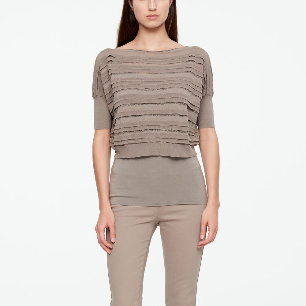 Sarah Pacini MAKO COTTON SWEATER - STRIPES Front