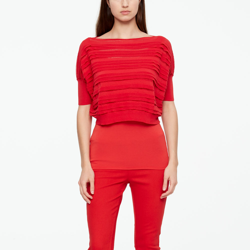 Sarah Pacini MAKO COTTON SWEATER - STRIPES Front