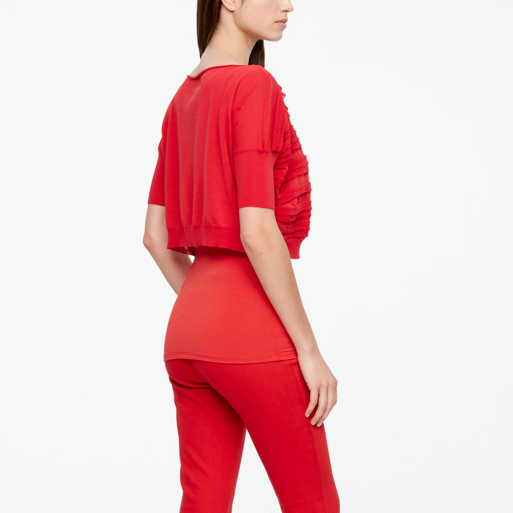 Sarah Pacini MAKO COTTON SWEATER - STRIPES Back view