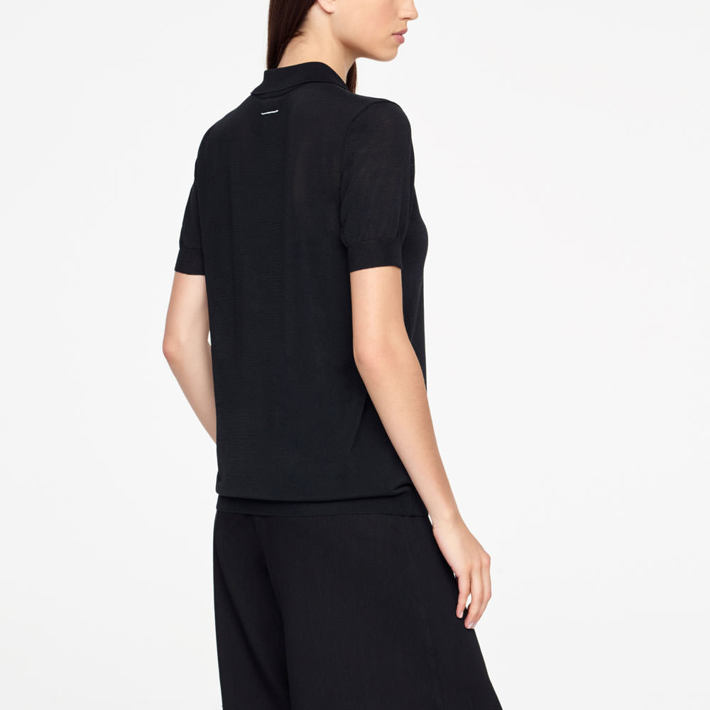 Sarah Pacini POLO SWEATER - MAKO COTTON Back view