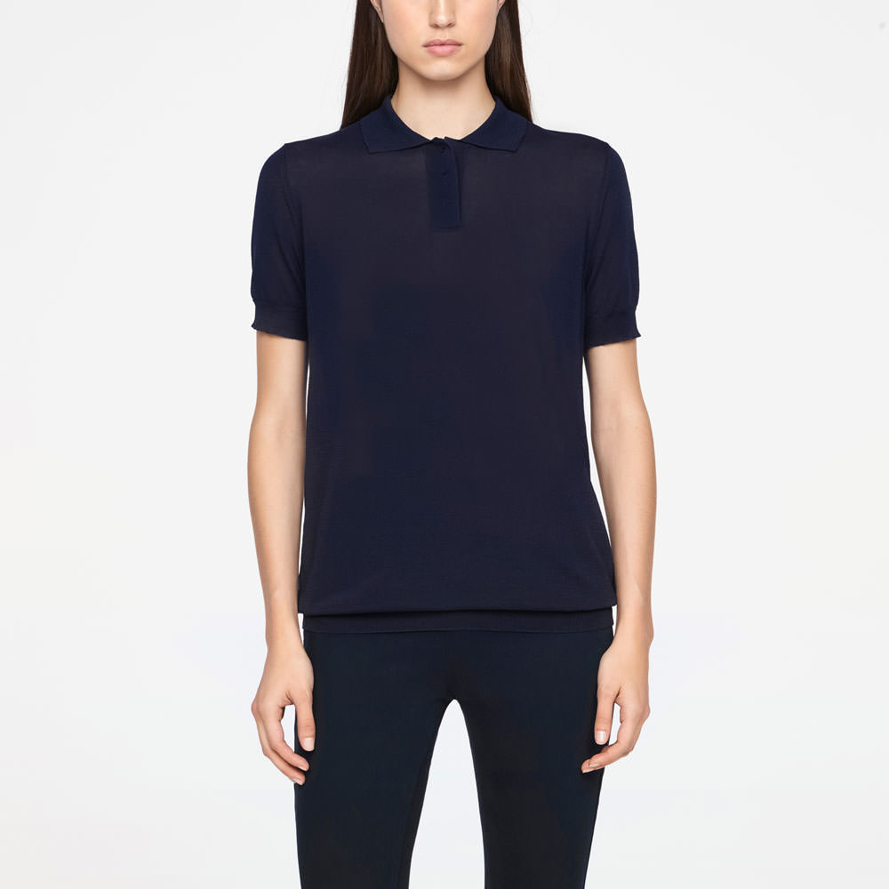 Sarah Pacini POLO SWEATER - MAKO COTTON Front