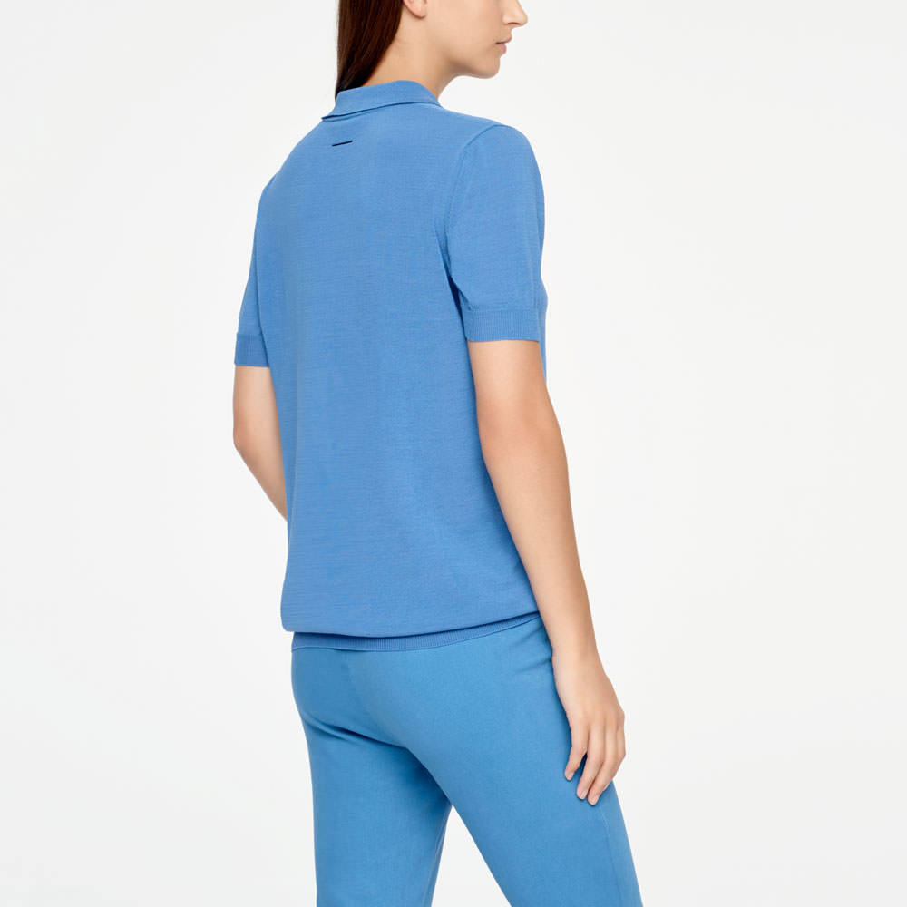 Sarah Pacini POLO SWEATER - MAKO COTTON Back view