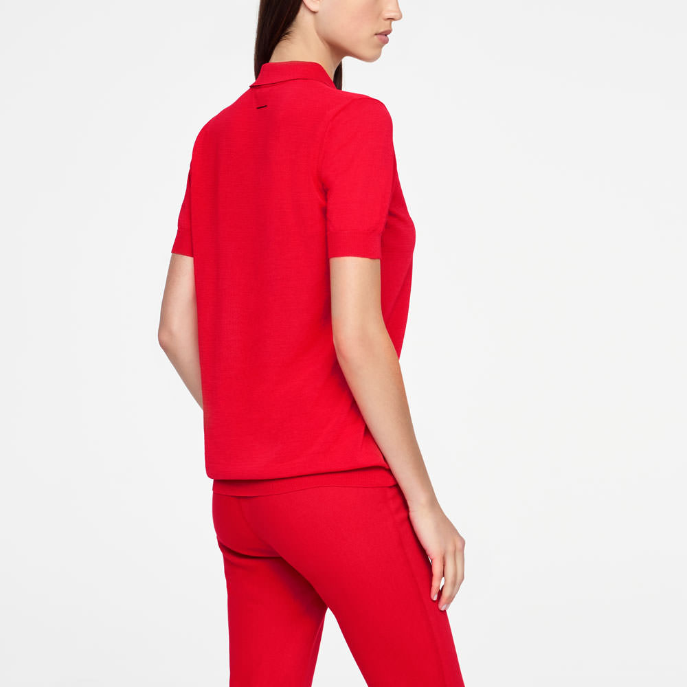 Sarah Pacini POLO SWEATER - MAKO COTTON Back view