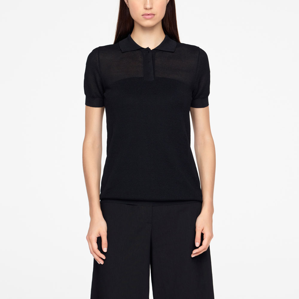 Sarah Pacini POLO SWEATER - TEXTURED Front