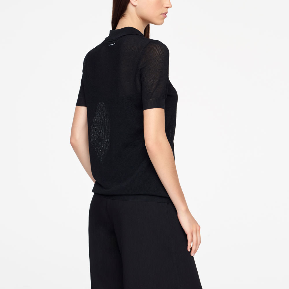 Sarah Pacini POLO SWEATER - TEXTURED Back view