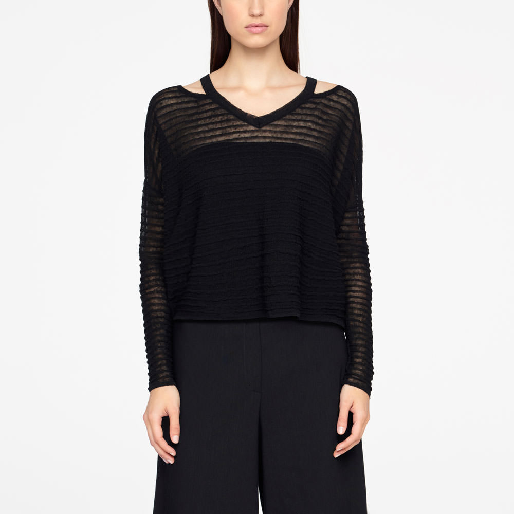 Sarah Pacini PULL EN LIN - RELIEF De face