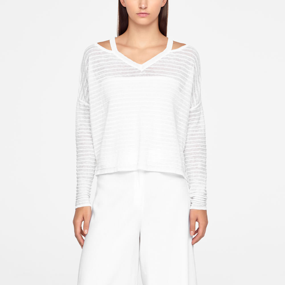 Sarah Pacini LEINEN-SWEATER - RELIEF Vorne