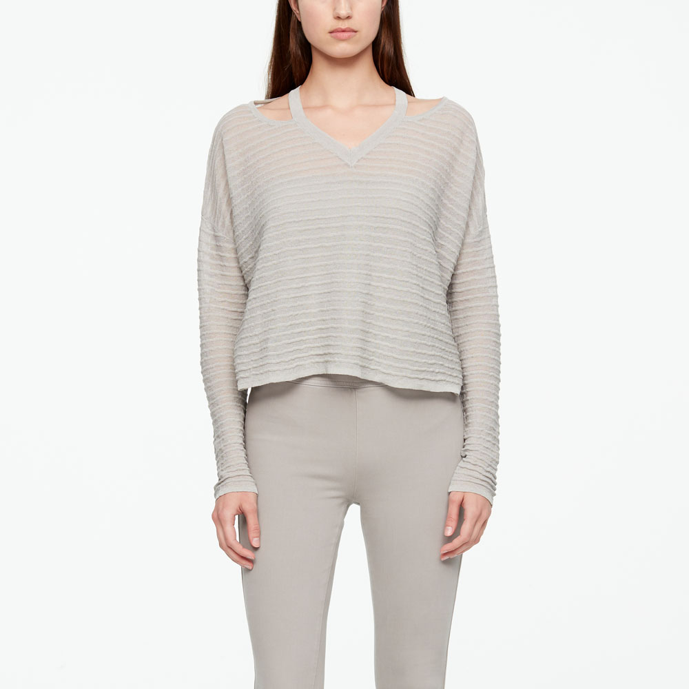 Sarah Pacini PULL EN LIN - RELIEF De face