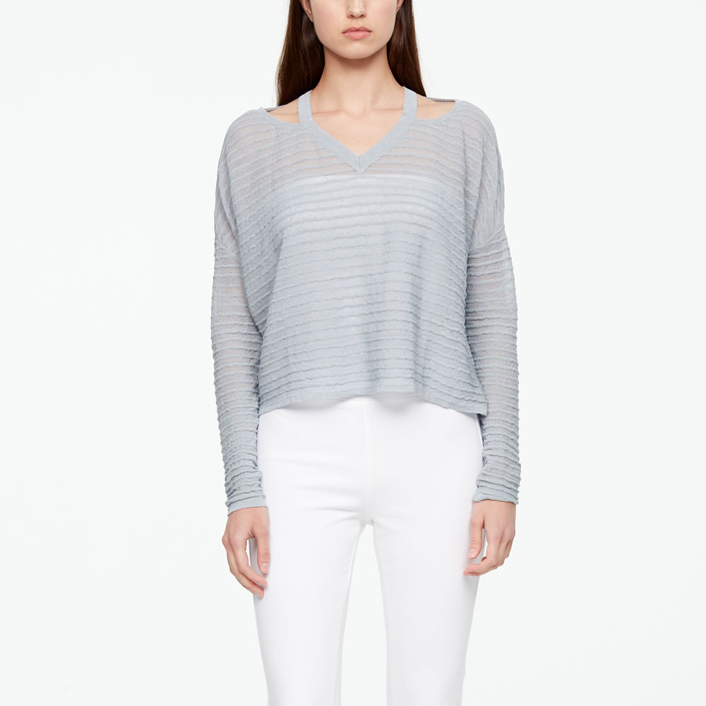 Sarah Pacini PULL EN LIN - RELIEF De face