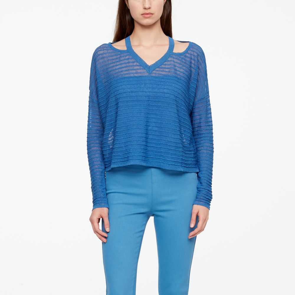 Sarah Pacini LINEN SWEATER - RELIEF Front