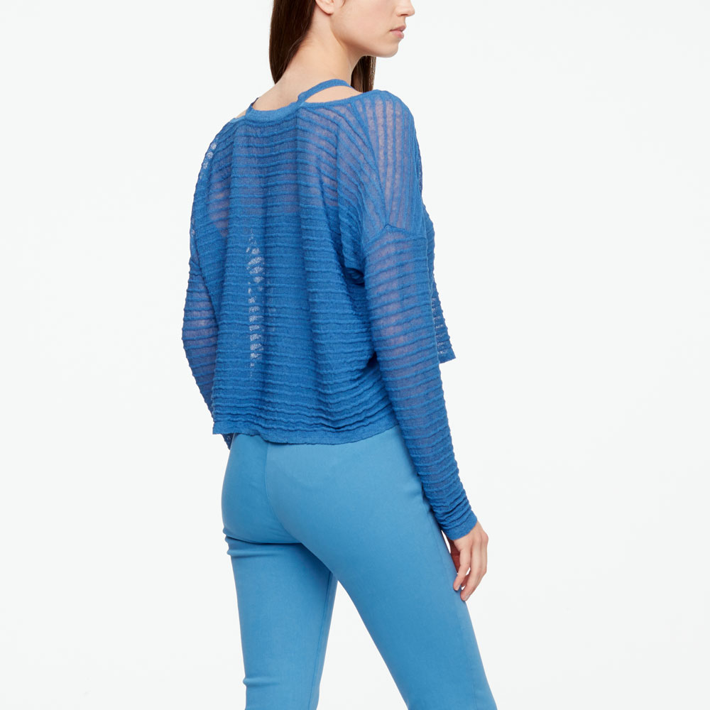 Sarah Pacini LINEN SWEATER - RELIEF Back view