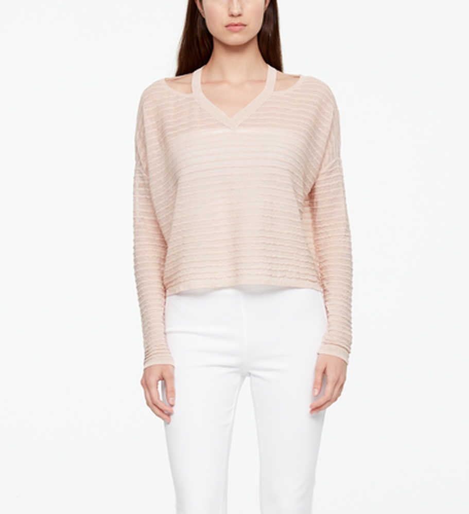 Sarah Pacini PULL EN LIN - RELIEF De face