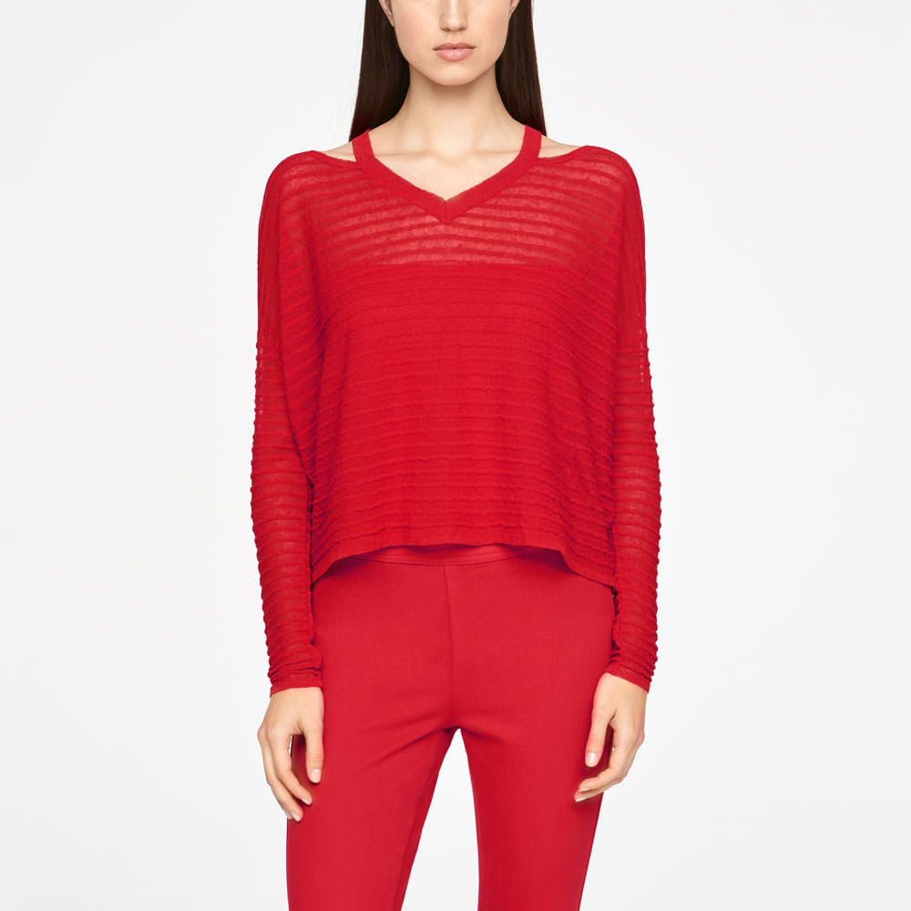 Sarah Pacini LINEN SWEATER - RELIEF Front