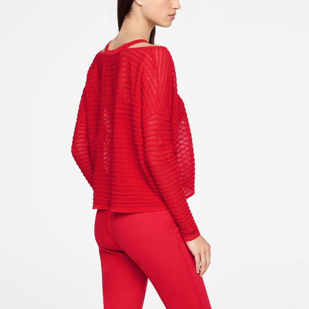 Sarah Pacini LINEN SWEATER - RELIEF Back view