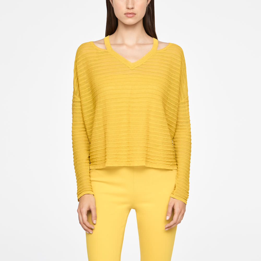 Sarah Pacini PULL EN LIN - RELIEF De face