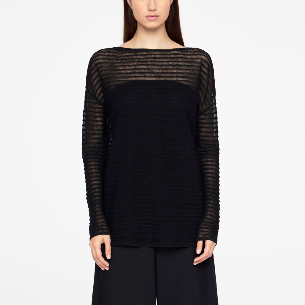 Sarah Pacini LANGER LEINEN-SWEATER - RELIEF Vorne