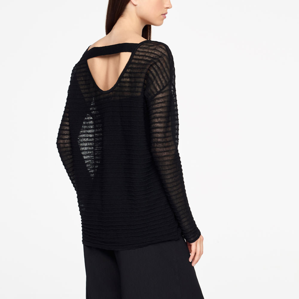 Sarah Pacini LANGER LEINEN-SWEATER - RELIEF Rück