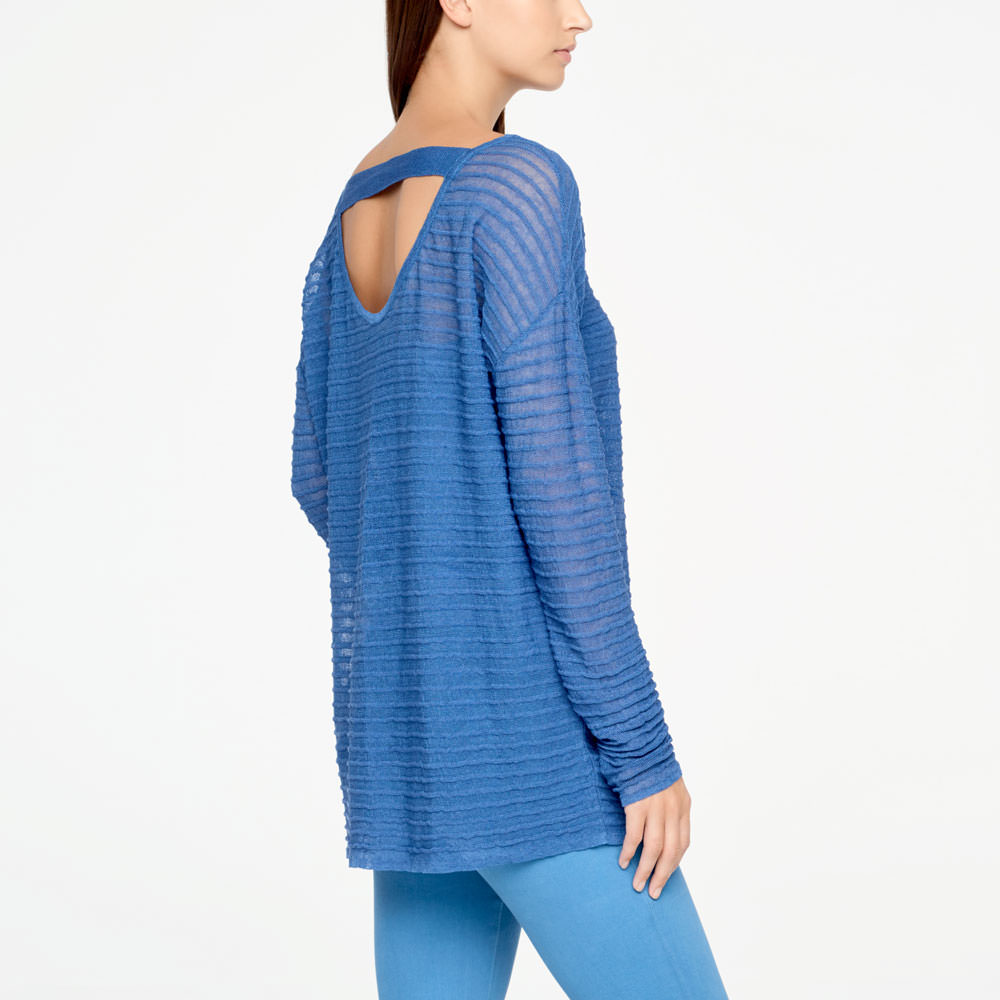 Sarah Pacini LONG LINEN SWEATER - RELIEF Back view