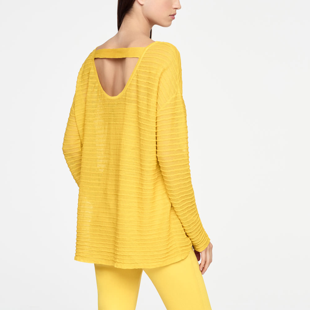 Sarah Pacini LONG LINEN SWEATER - RELIEF Back view