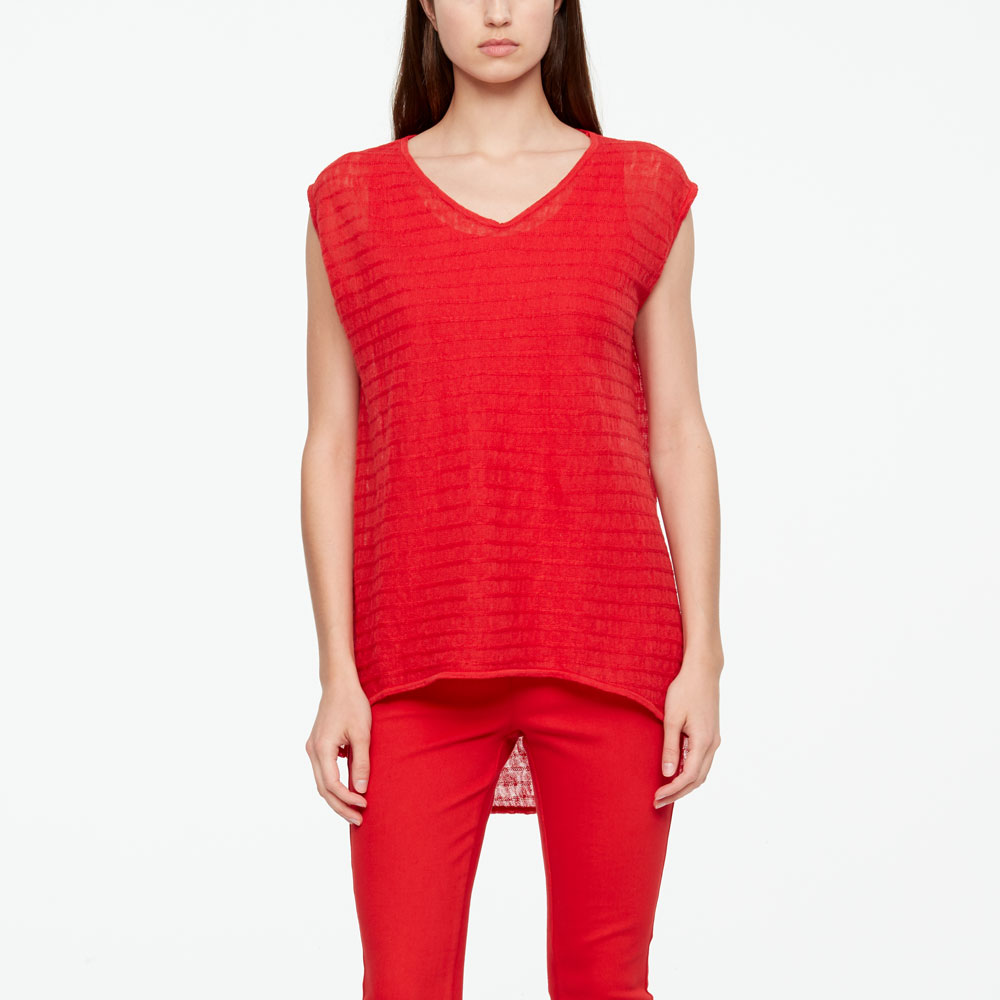 Sarah Pacini LEINEN-SWEATER - GESTREIFT Vorne