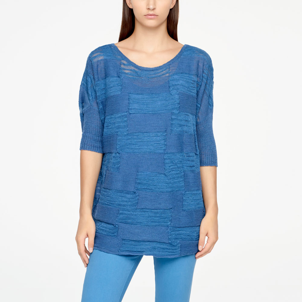 Sarah Pacini LINEN SWEATER - HALF SLEEVES Front