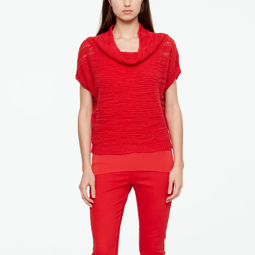 Sarah Pacini OPENWORK SWEATER - SHORT SLEEVES Front