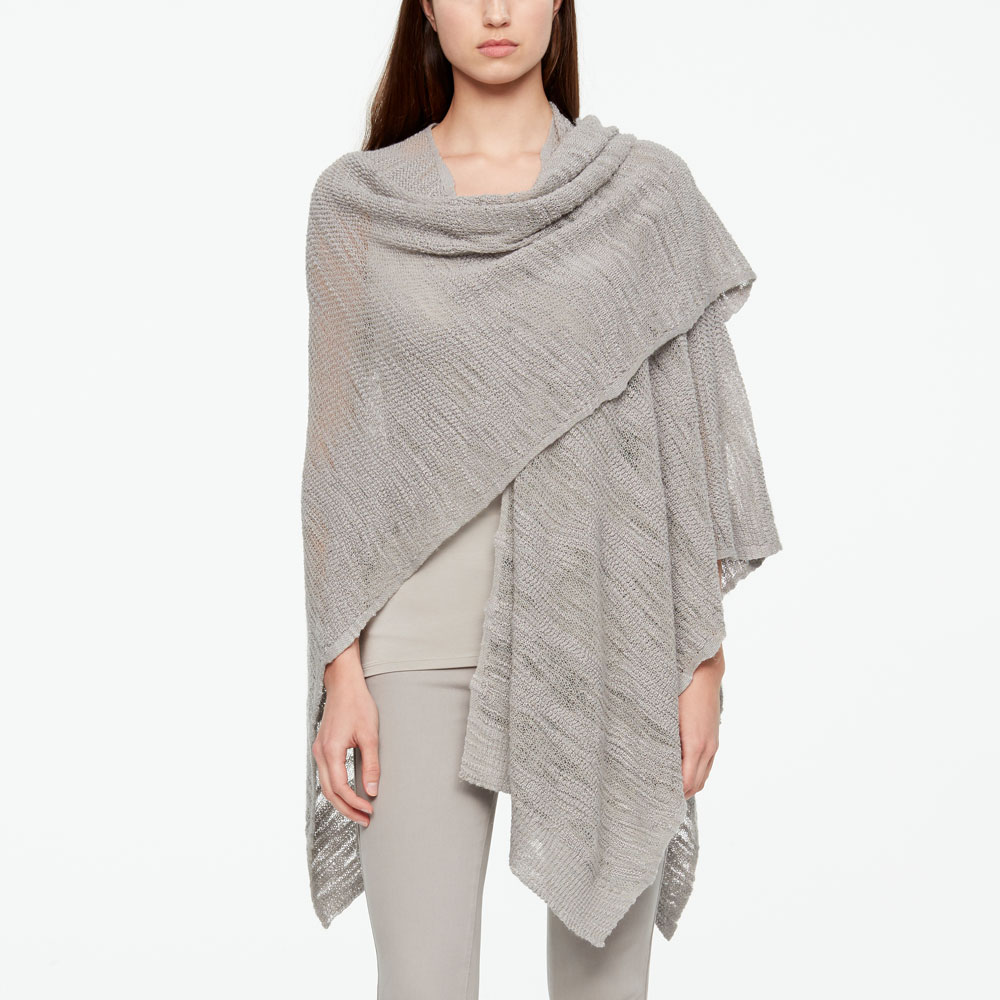 Sarah Pacini LEINEN PONCHO Vorne