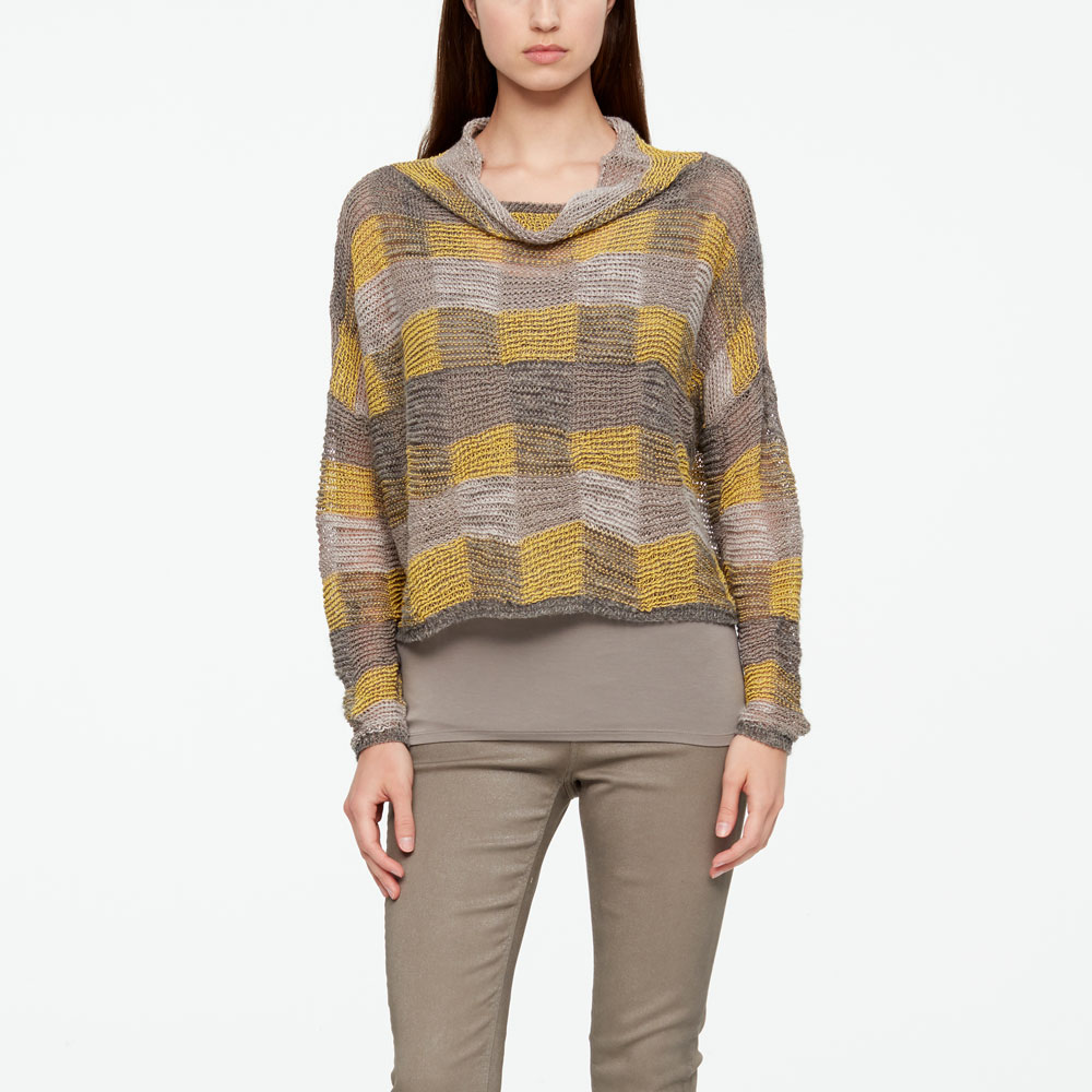 Sarah Pacini LEINEN PULLOVER - SCHACHBRETT OPTIK Vorne