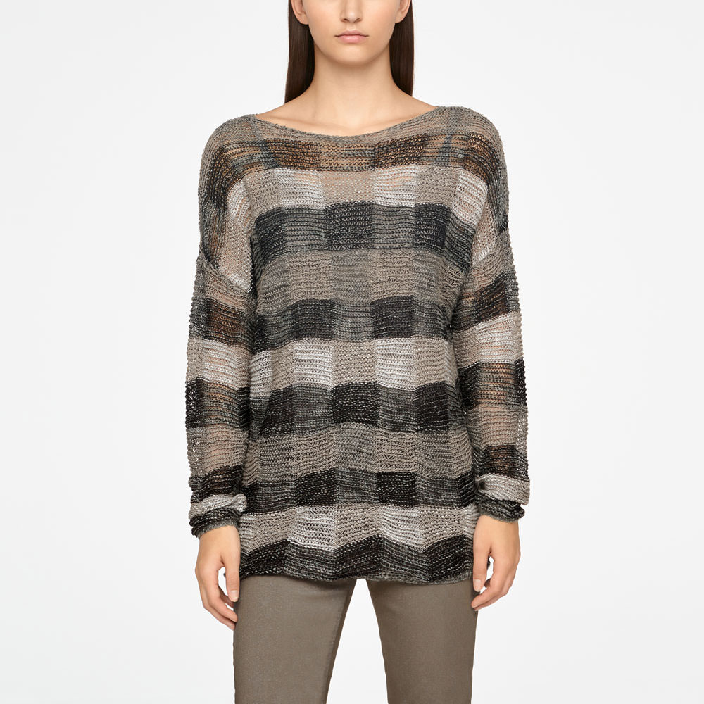 Sarah Pacini LONG LINEN SWEATER - CHECKERED Front
