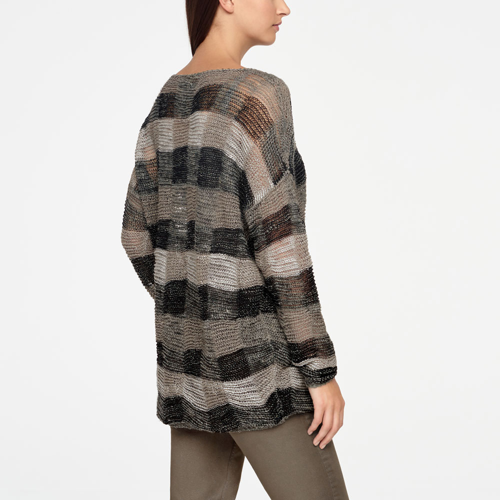 Sarah Pacini LONG LINEN SWEATER - CHECKERED Back view