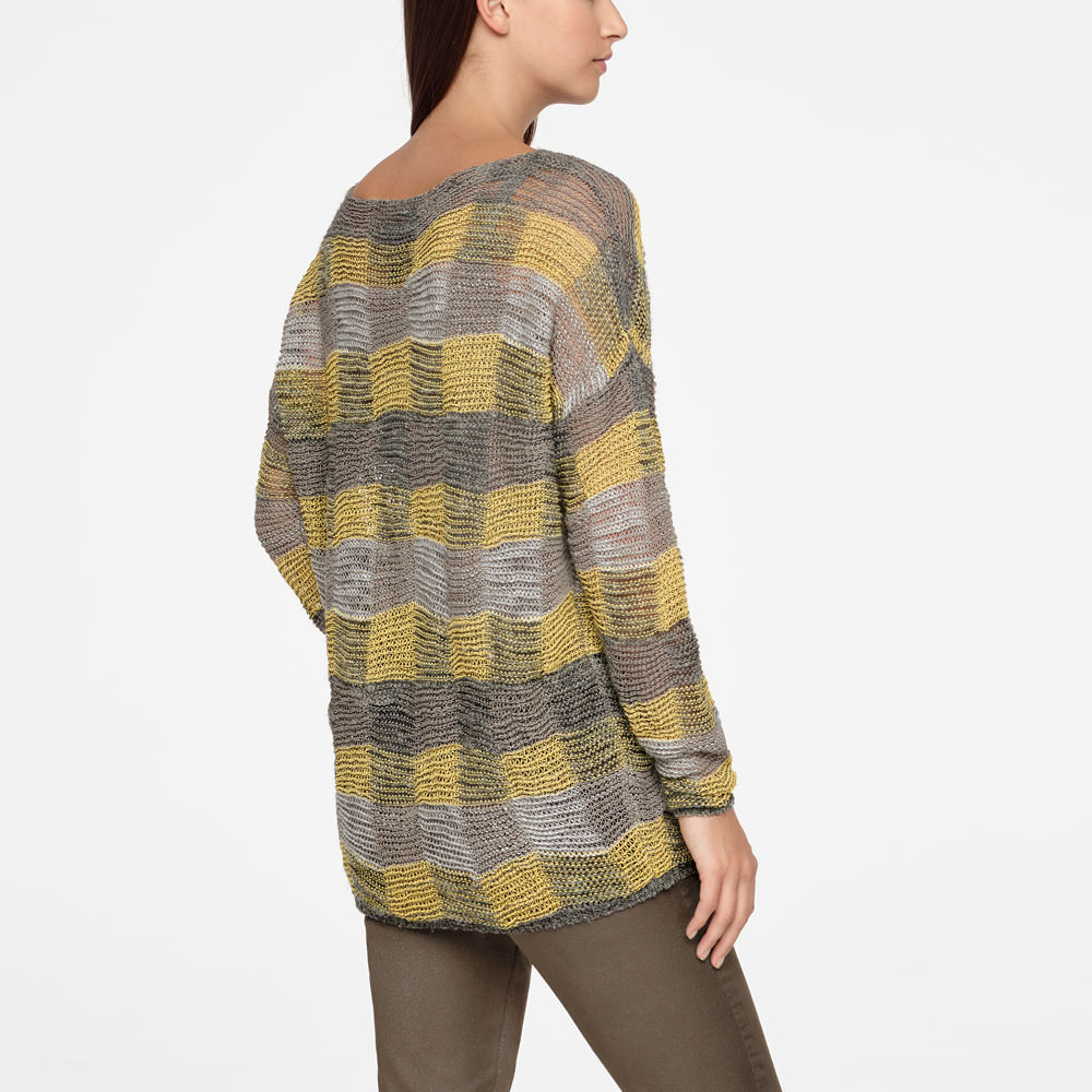 Sarah Pacini LONG LINEN SWEATER - CHECKERED Back view