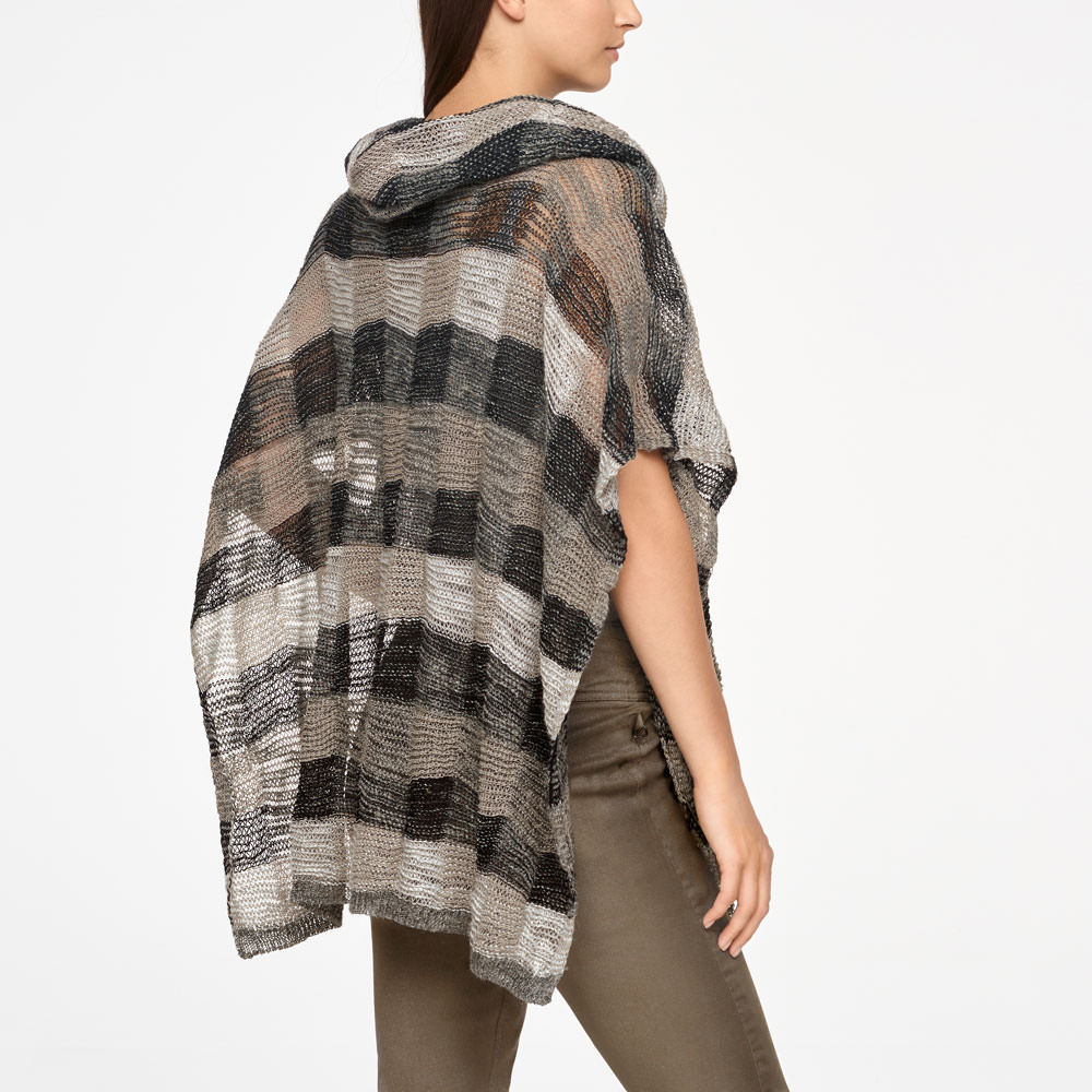 Sarah Pacini LINEN PONCHO - CHECKERED Back view