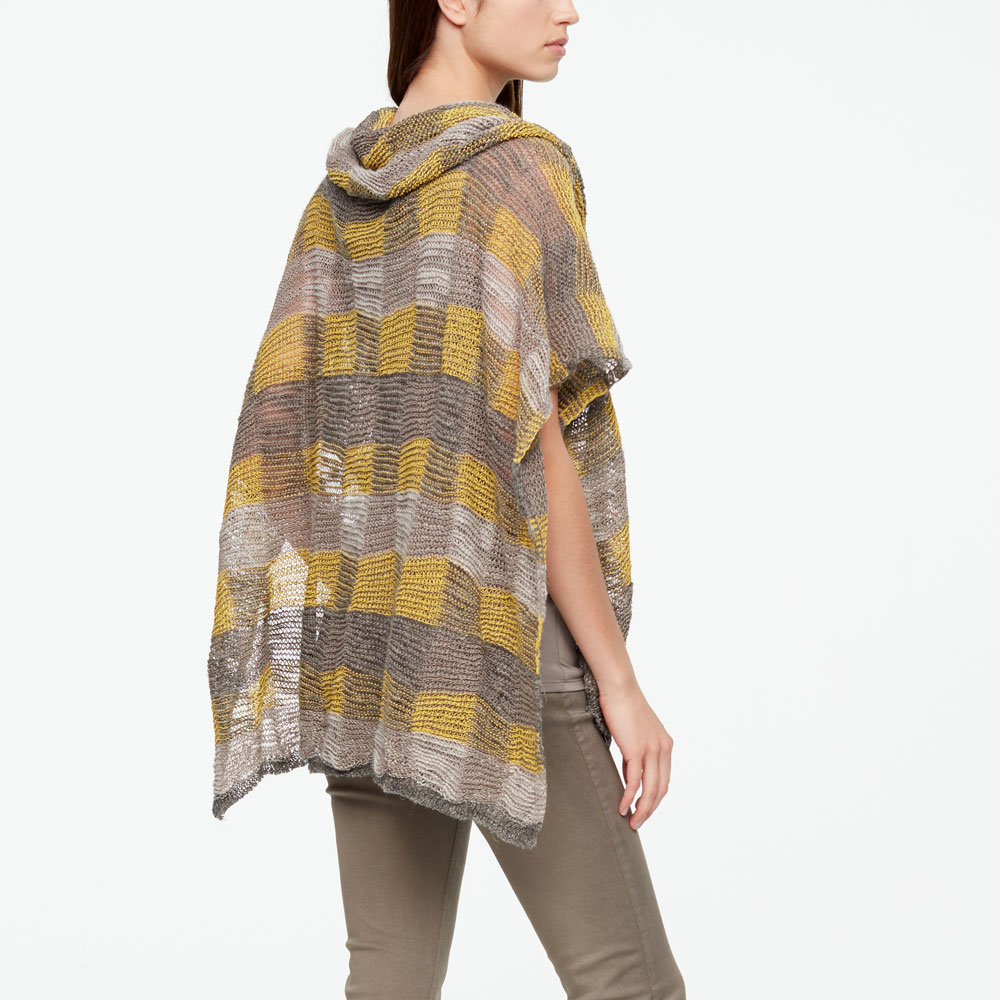 Sarah Pacini LEINEN-PONCHO - KARIERT Rück