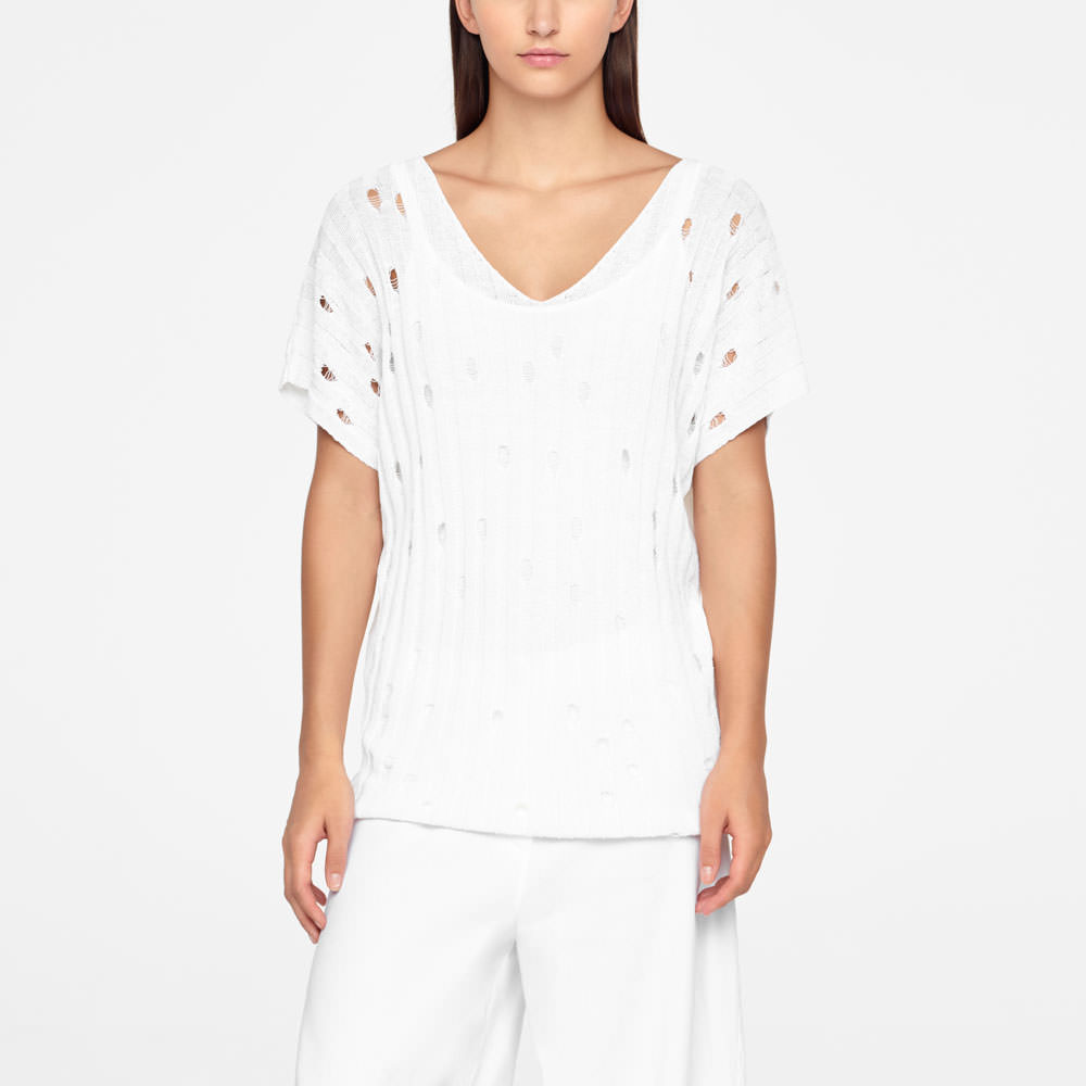 Sarah Pacini PULL EN LIN - COL V De face