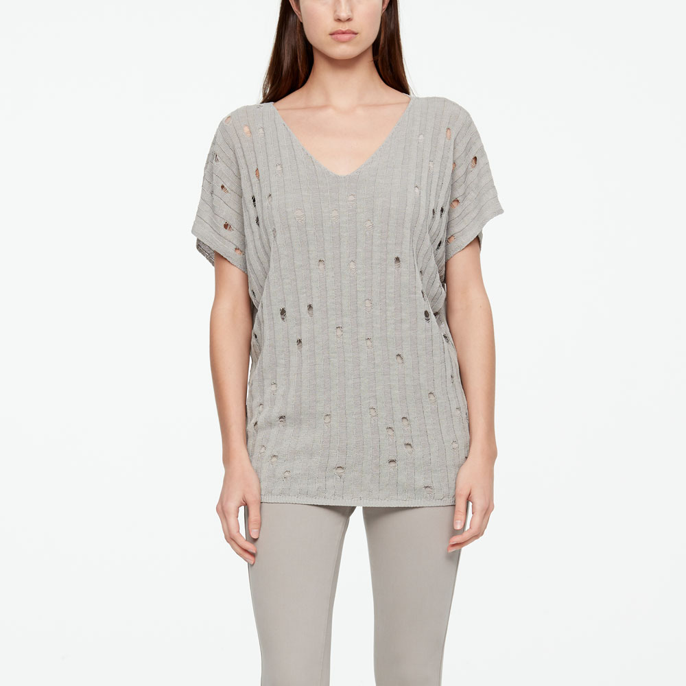 Sarah Pacini LINEN SWEATER - V-NECK Front