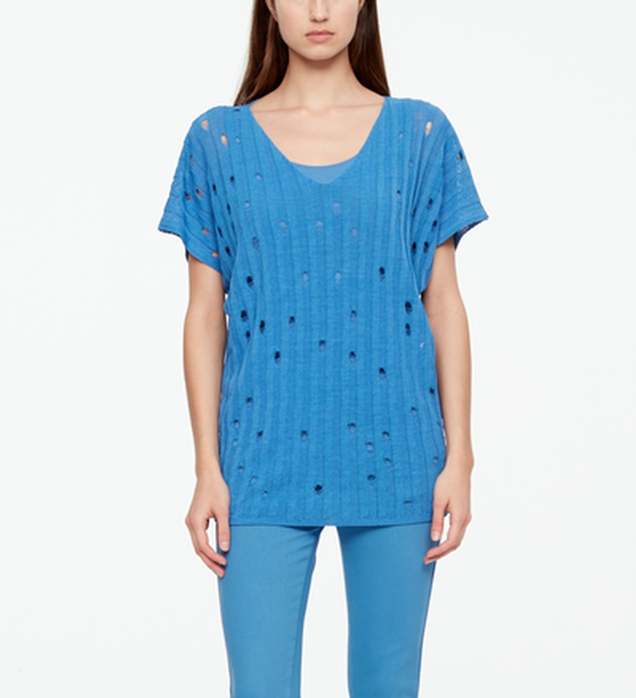 Sarah Pacini LINEN SWEATER - V-NECK Front