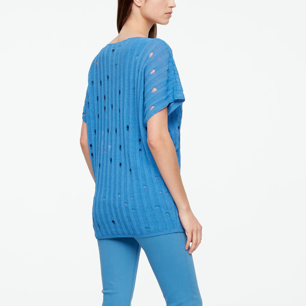 Sarah Pacini LINEN SWEATER - V-NECK Back view