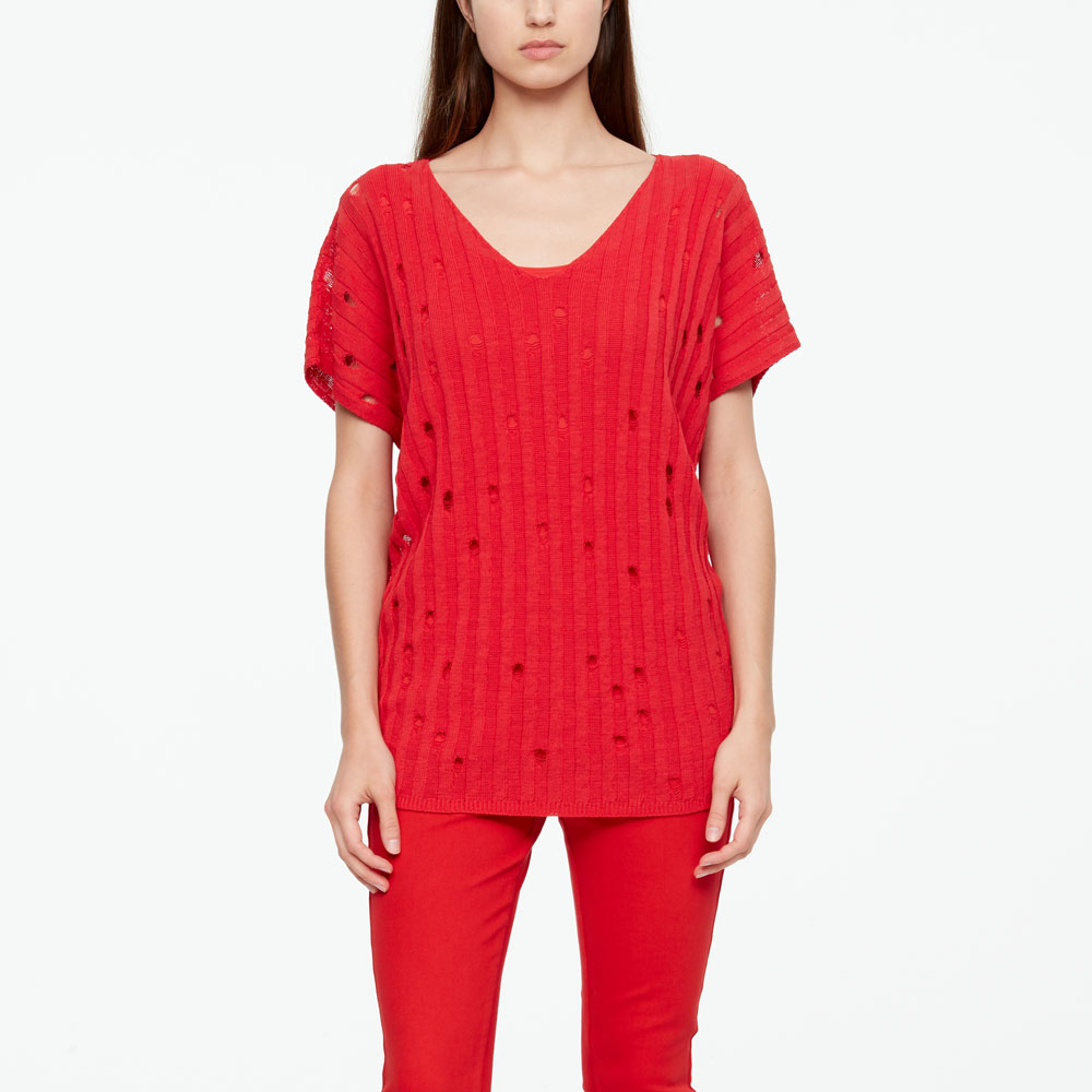 Sarah Pacini LINEN SWEATER - V-NECK Front